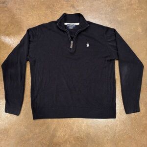 U.S. Polo Assn. Men's Black quarter zip Sweater